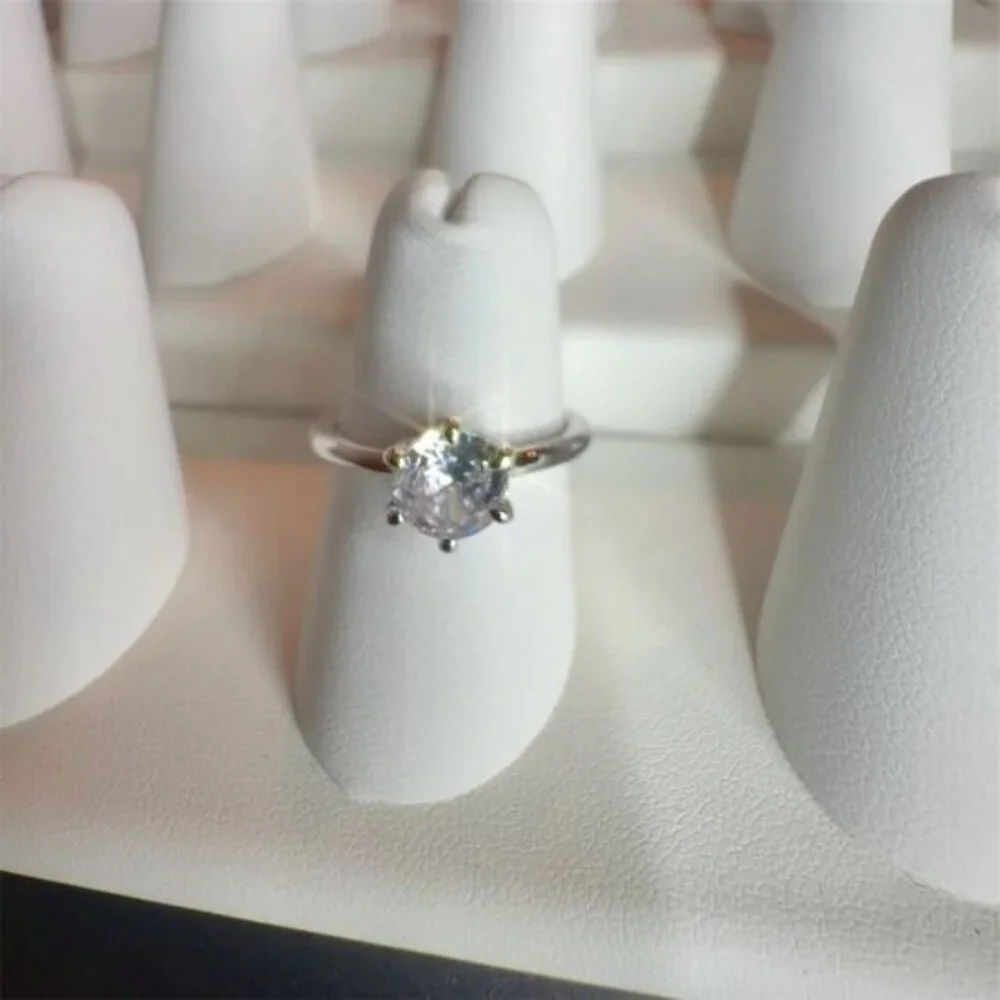 Fashion Jewelry  1 CT CZ Silver Plated Solitaire Engagement Ring Size 6